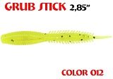 силиконовая приманка Grub Stik 2.85"/72mm  цвет 012-Acid  запах Fish  (уп.-8шт.)