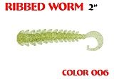 силиконовая приманка Ribbed Worm 2"/50mm  цвет 006-Lime  запах Fish  0.35g  (уп.-10шт.)