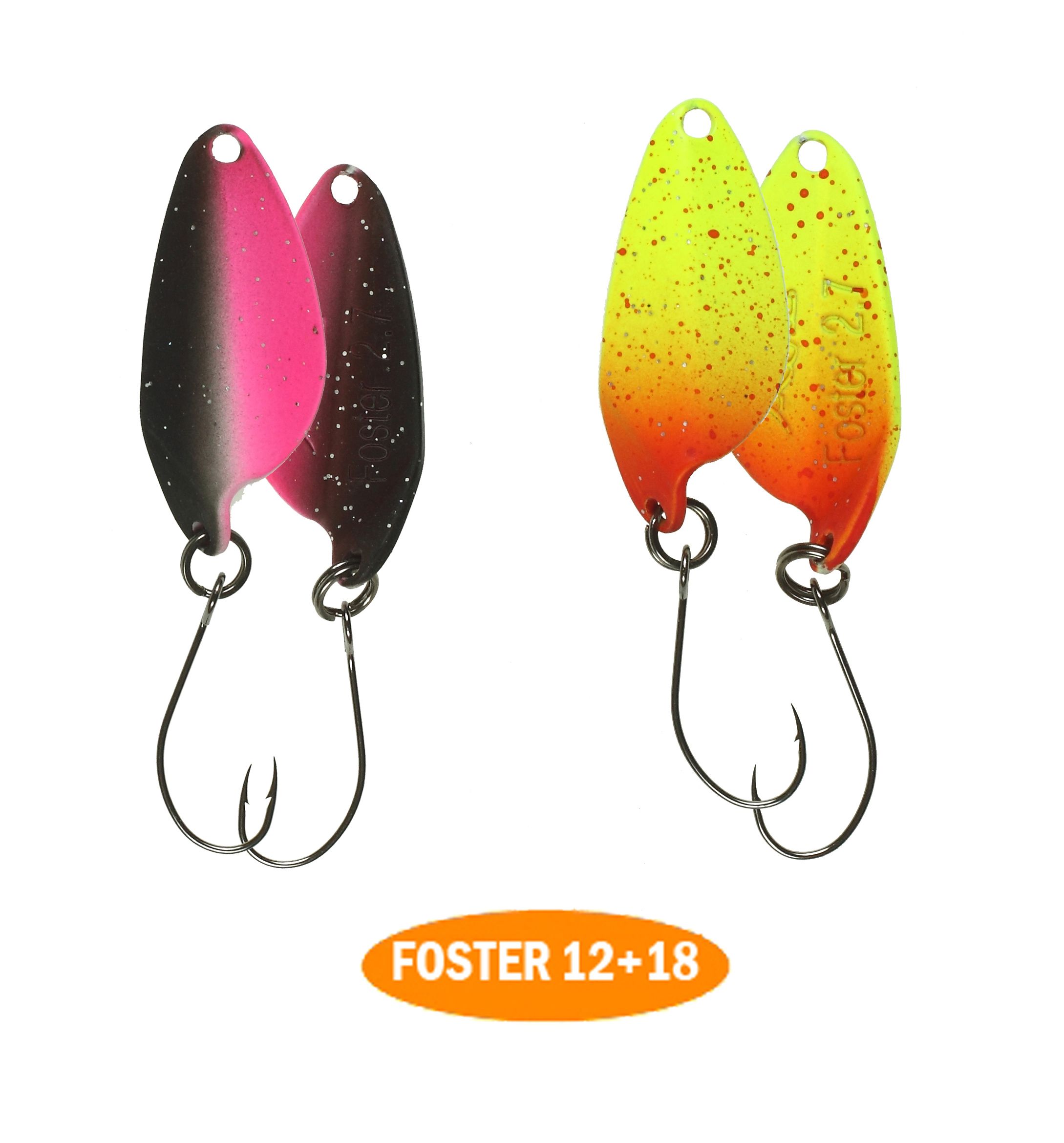 микроколебло  Foster  2.7g  цвет 12+18  с безбородым крючком  (уп. 2шт.)