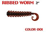 силиконовая приманка Ribbed Worm 3"/75mm  цвет 001-Dark Blood  запах Fish  1.30g  (уп.-8шт.)