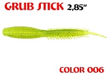 силиконовая приманка Grub Stik 2.85"/72mm  цвет 006-Lime  запах Fish  (уп.-8шт.)