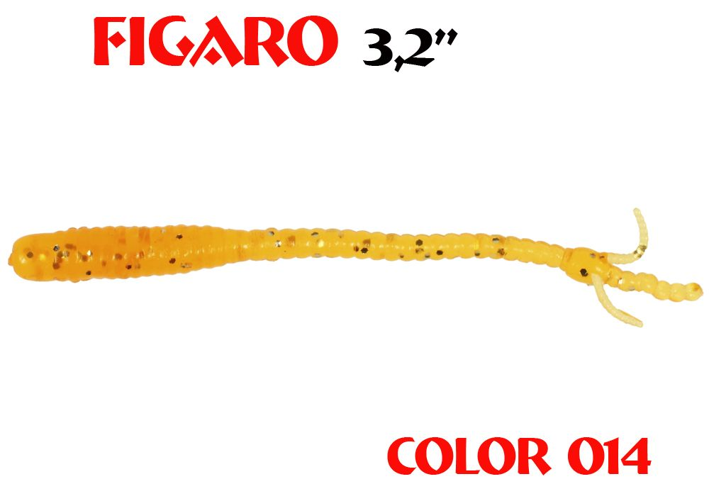 силиконовая приманка Figaro 3.2"/80mm  цвет 014-Crazy Orange  запах Fish  (уп.-8шт.)